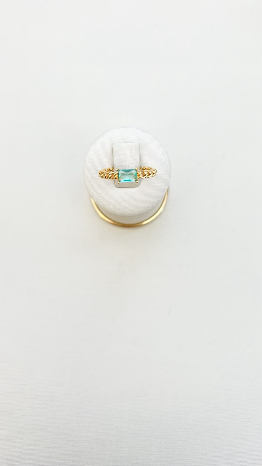 Corrente com Zircônia Verde Agua Banhado Ouro 18k Tam. 14