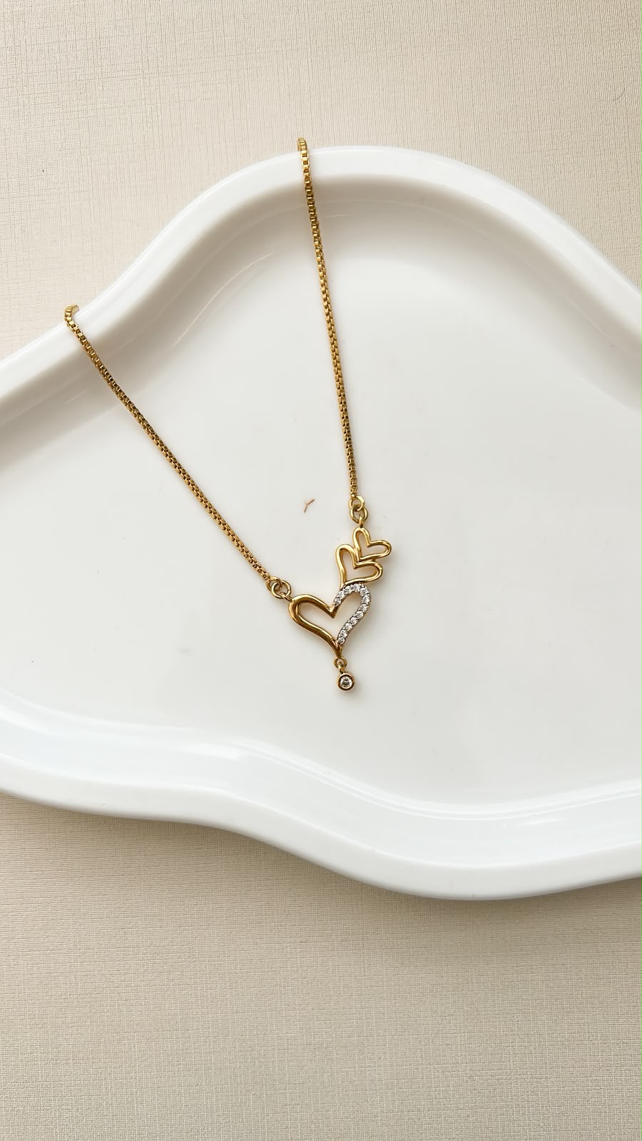 Colar 3 Corações Aninhados Ouro 18 k