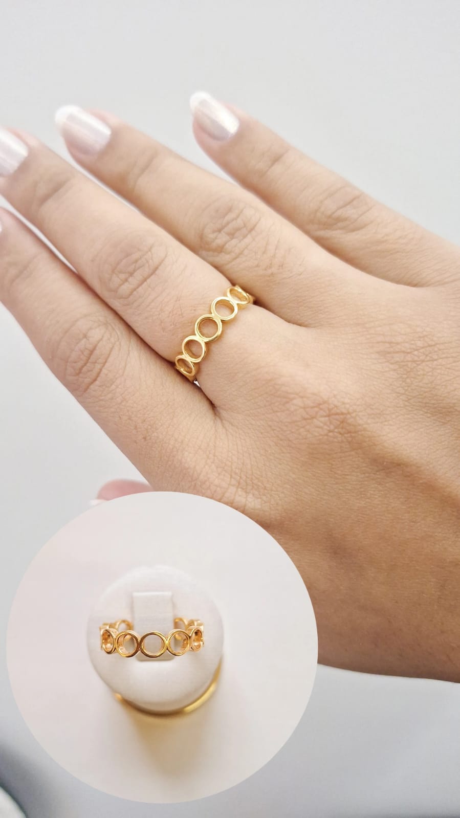 Anel Circulos Alinhados Ouro 18 k