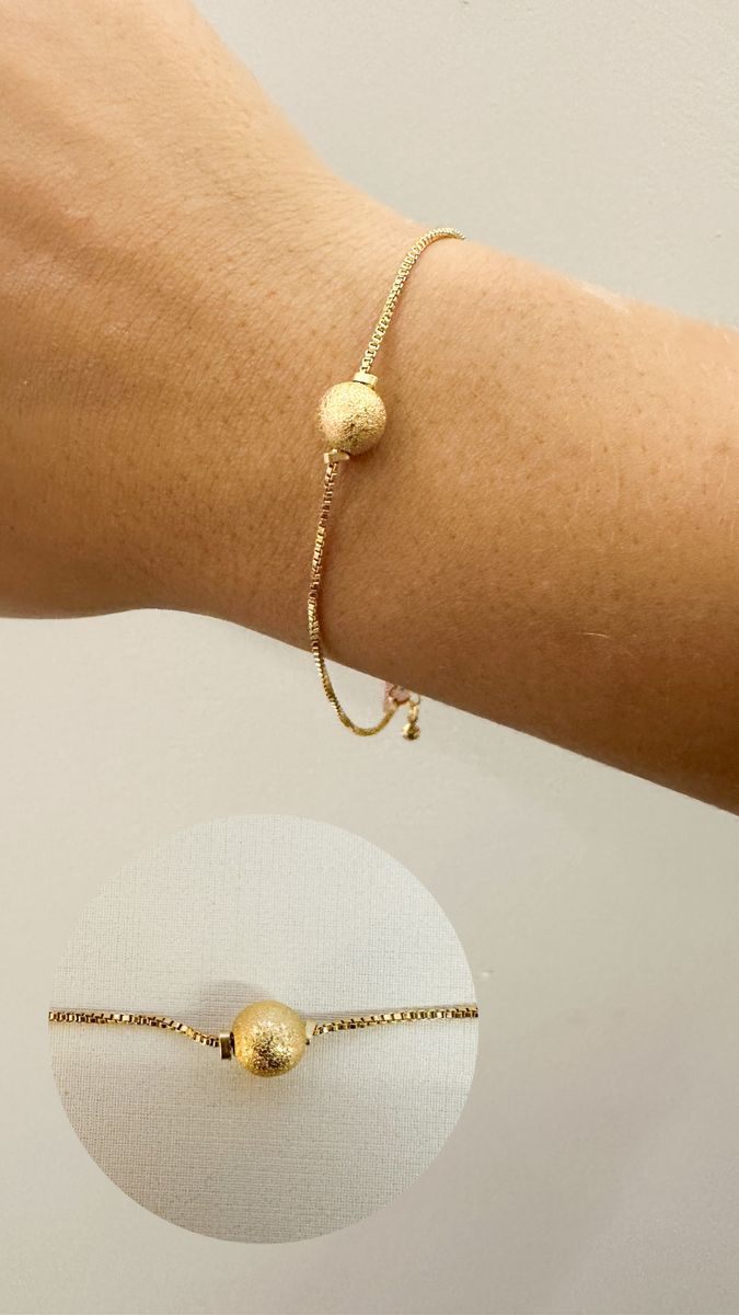 Pulseira Bola Fosca Central Ouro 18 k