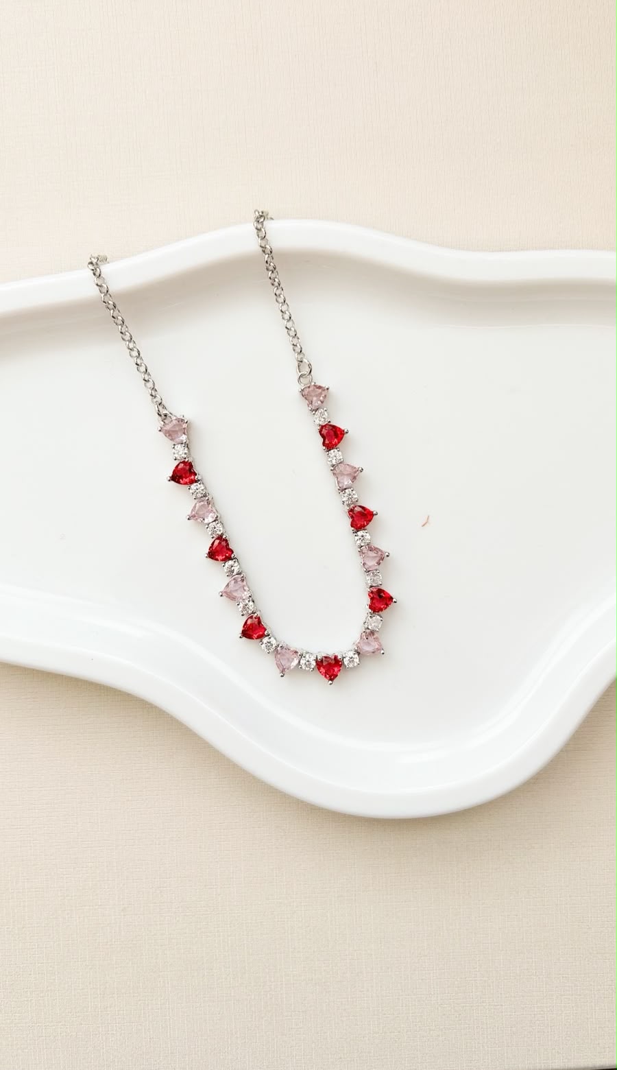 Choker Riviera Coração Dois Tons De Rosa Ródio Branco