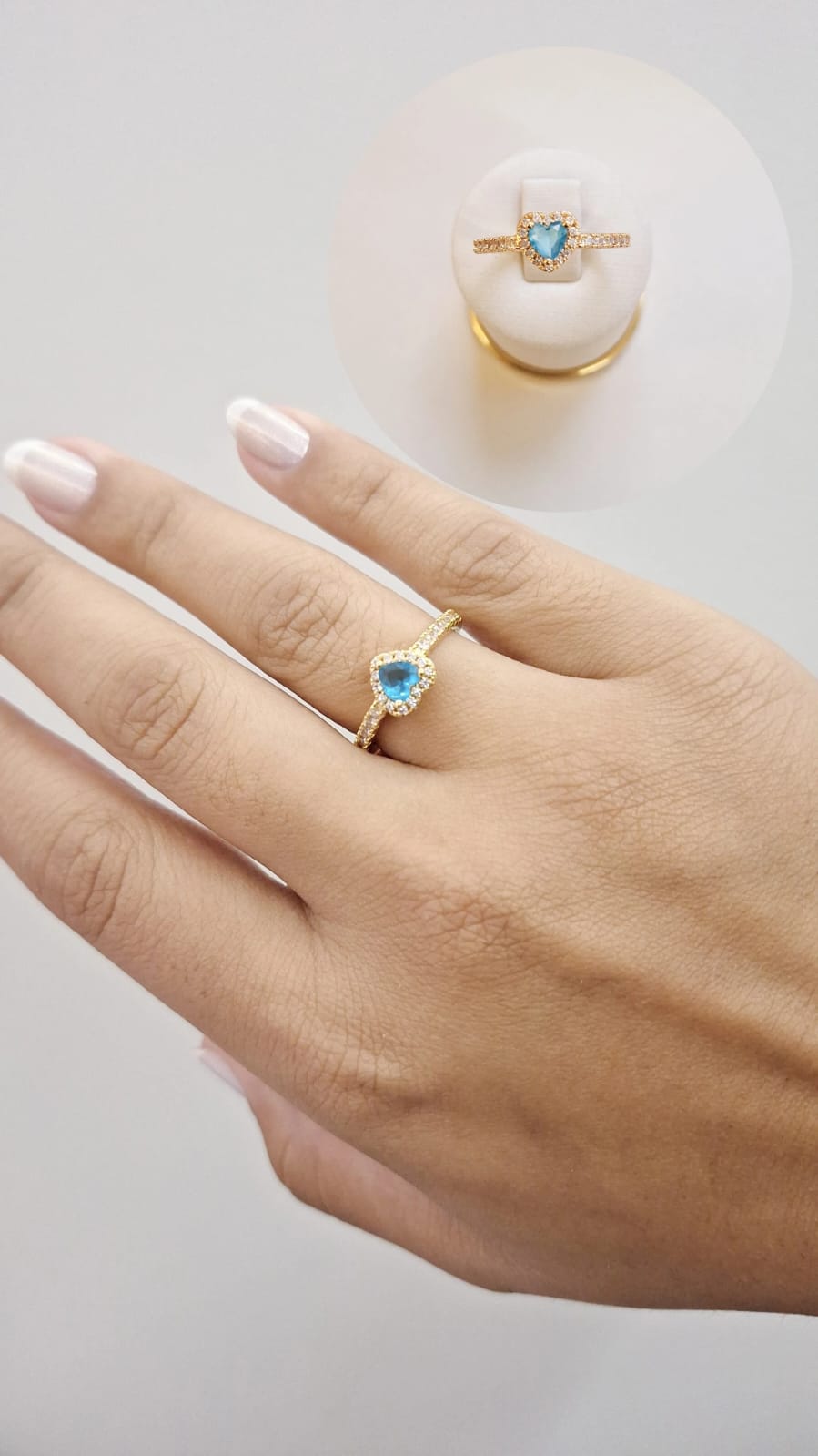 Princesa Águas Marinhas Coração Cravejado Ouro 18 k