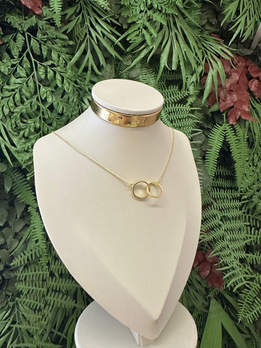 Colar Elos Cravejados Ouro 18 k