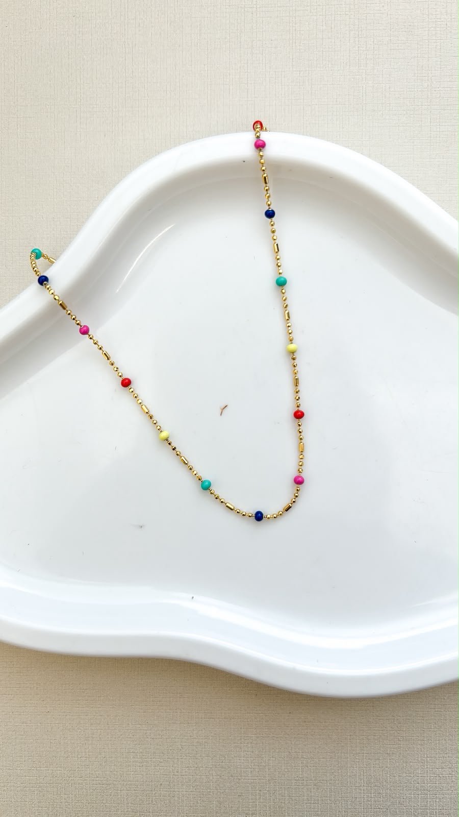 Choker 3x1 Micro Bolinhas Coloridas Ouro 18 k