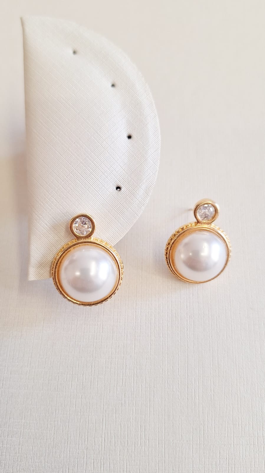 Dupla Ball Pedra de Zircônia e Pérola Ouro 18 k