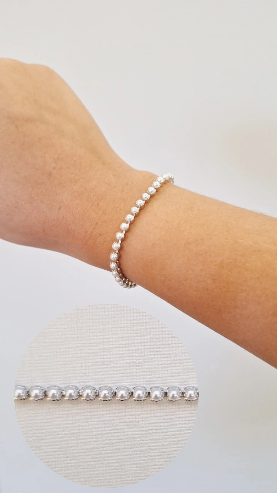 Pulseira Infantil Fio de Pérolas Ródio Branco