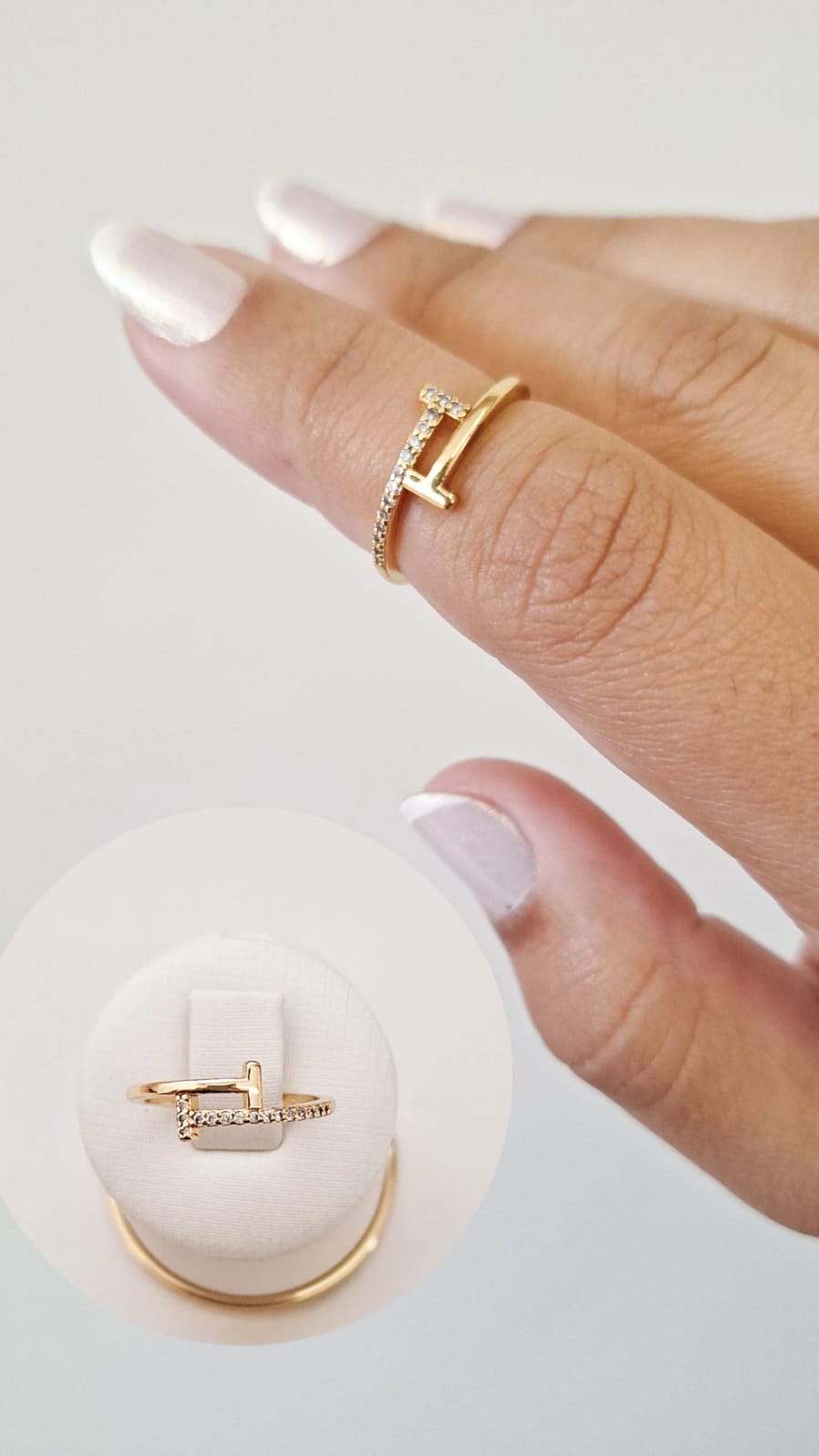 Colar Riviera com Pingente de Letra L Ródio branco e Ouro 18k