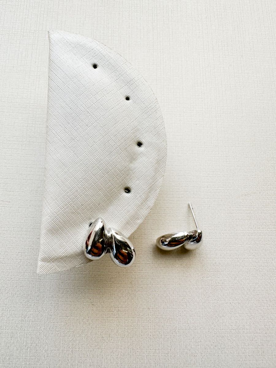 Mini Gota Dupla Lisa  Ródio Branco