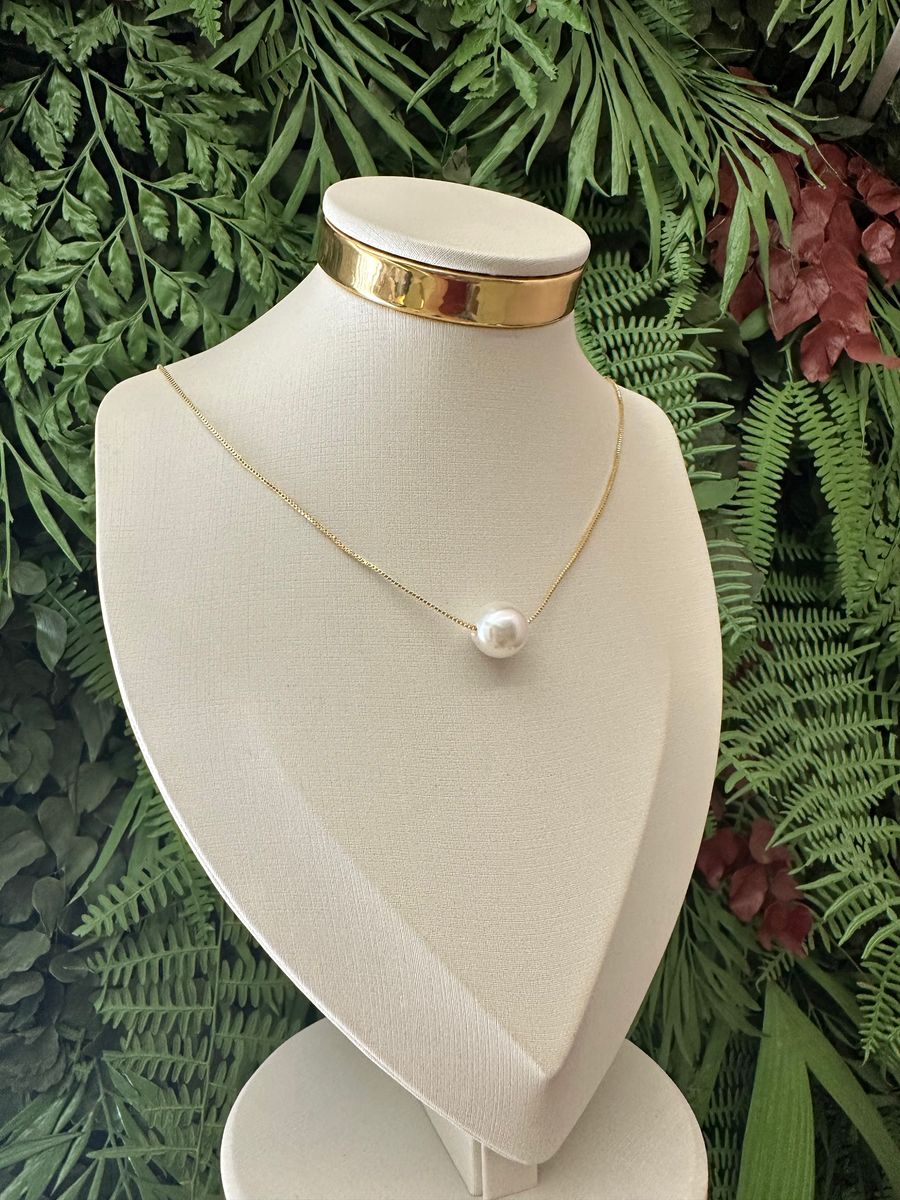 Colar Pérola Solitária Maio  Ouro 18 k