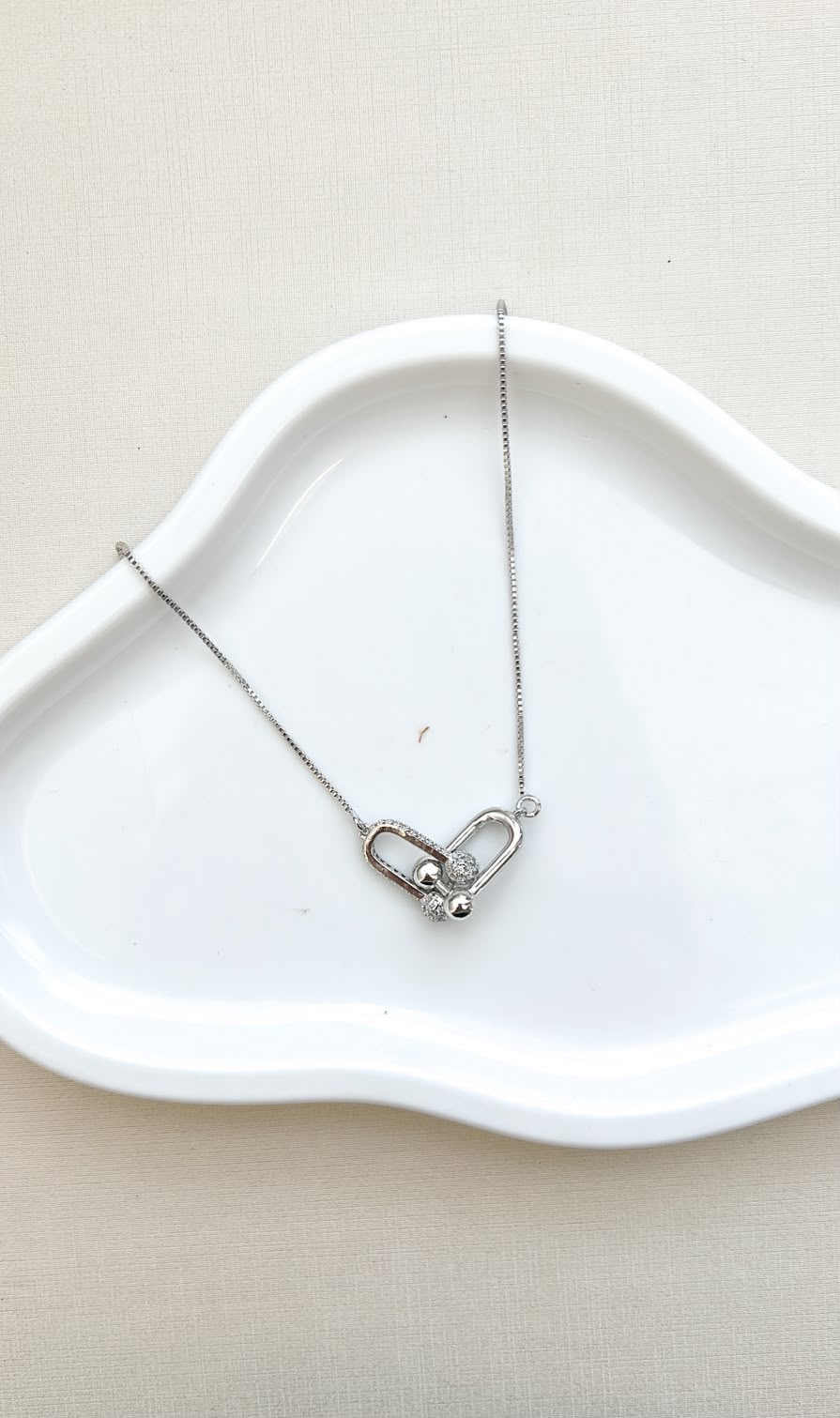 Colar Elo Cadeado Inspiração Tiffany Ródio Branco
