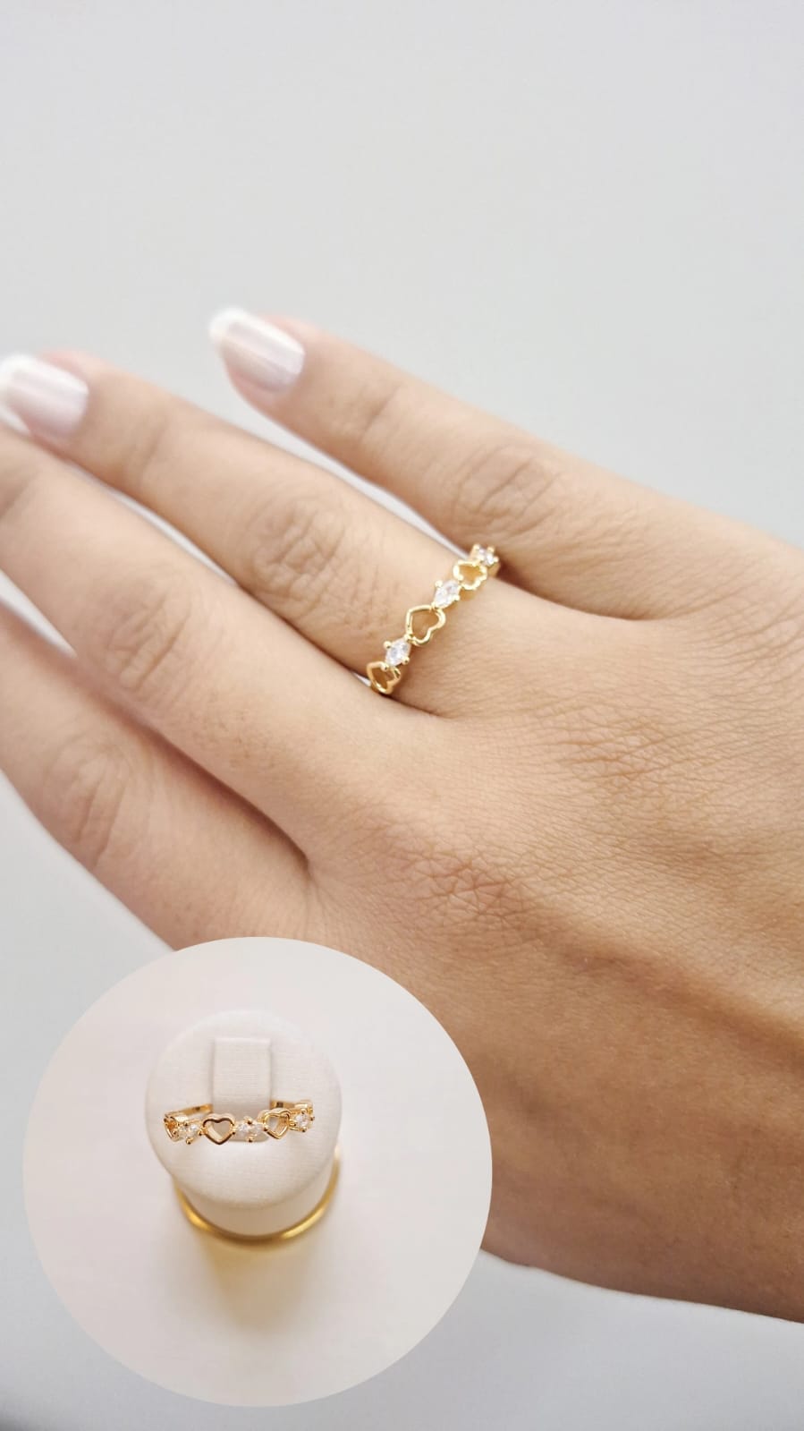 Coração Vazado Com Navete Cristal Ouro 18 k