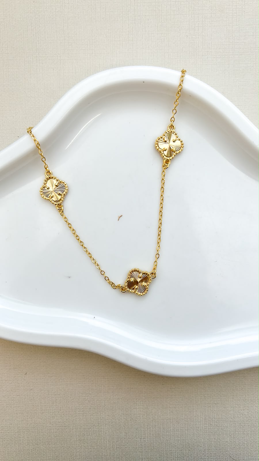 Colar Choker 3 Trevos Tradicional Ouro 18 k