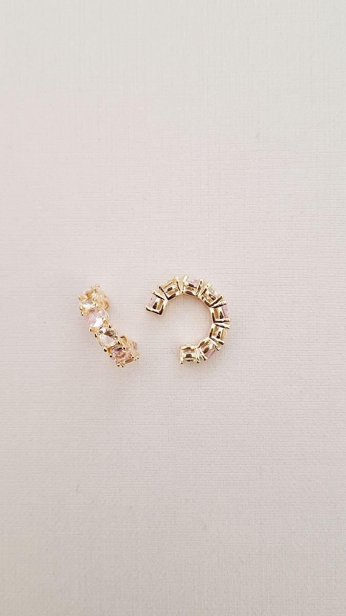 Brinco Piercing Fake Robusto Zirconia Amarela e Rosa Ouro 18 k