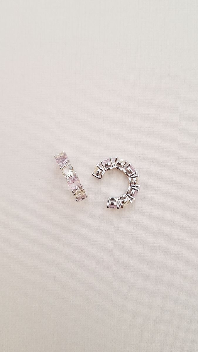 Brinco Piercing Fake Robusto Zirconia Amarela e Rosa Ródio Branco