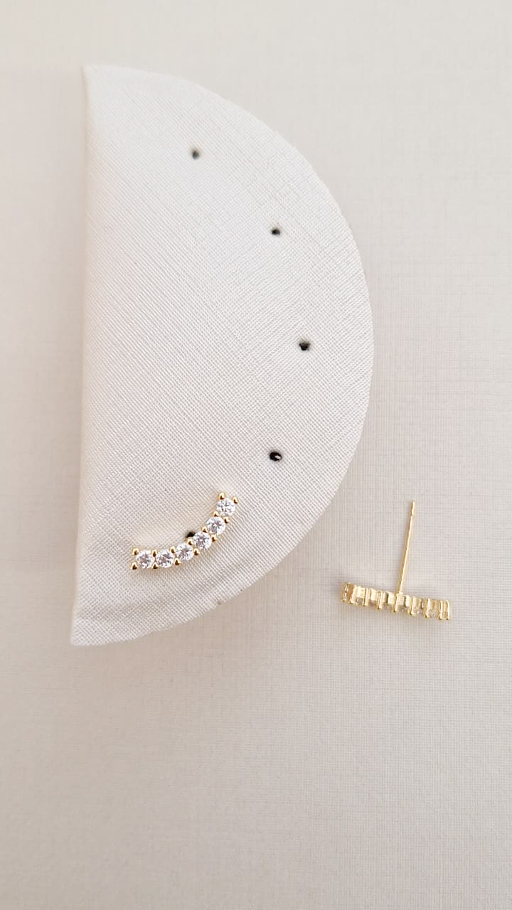 Meia Curva 6 Zirconia  Ouro 18 k