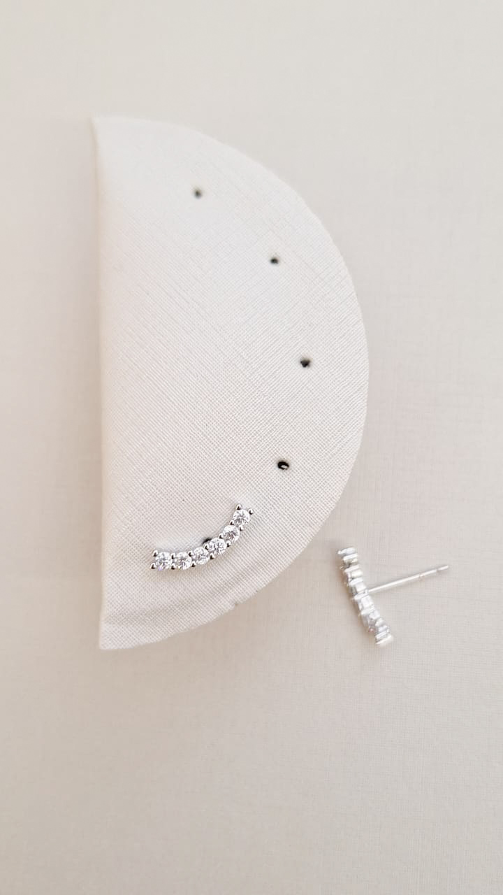 Meia Curva 6 Zirconia  Ródio Branco
