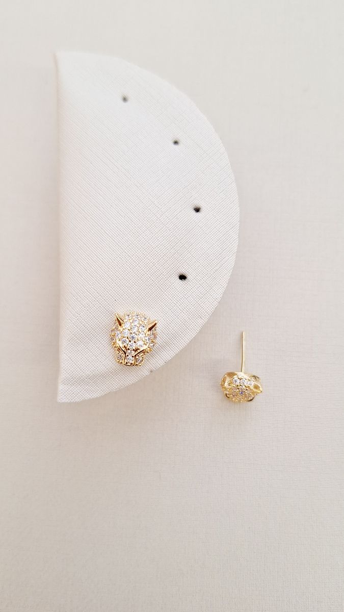 Rosto Mini Tigre Cravejado  Ouro 18 k