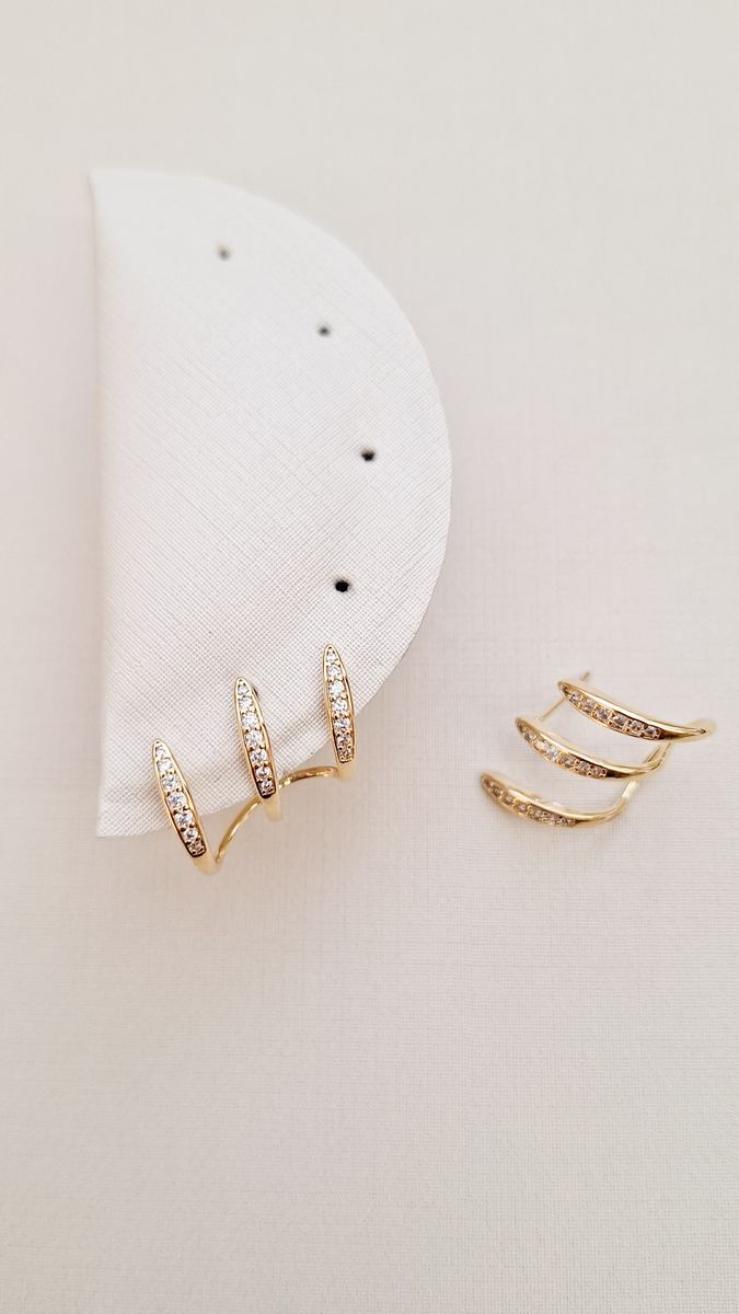 3 Garras Pontas Cravejadas  Ouro 18 k