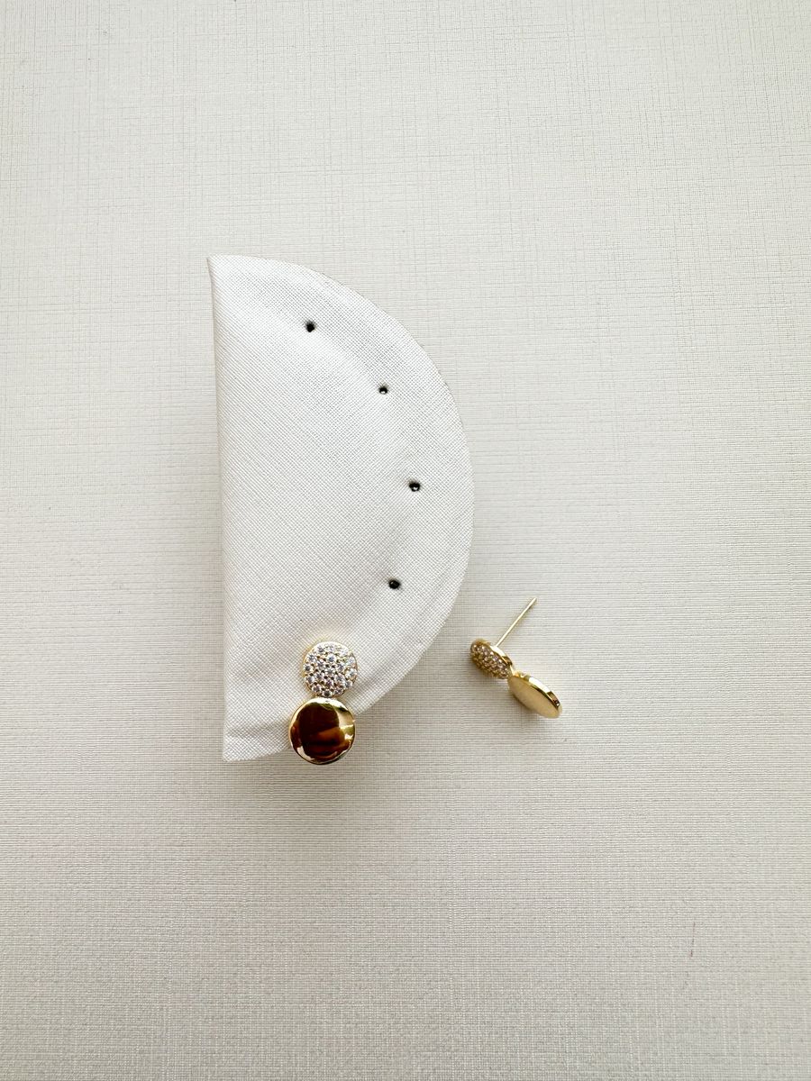 Redondo Duplo Liso e Cravejado  Ouro 18 k