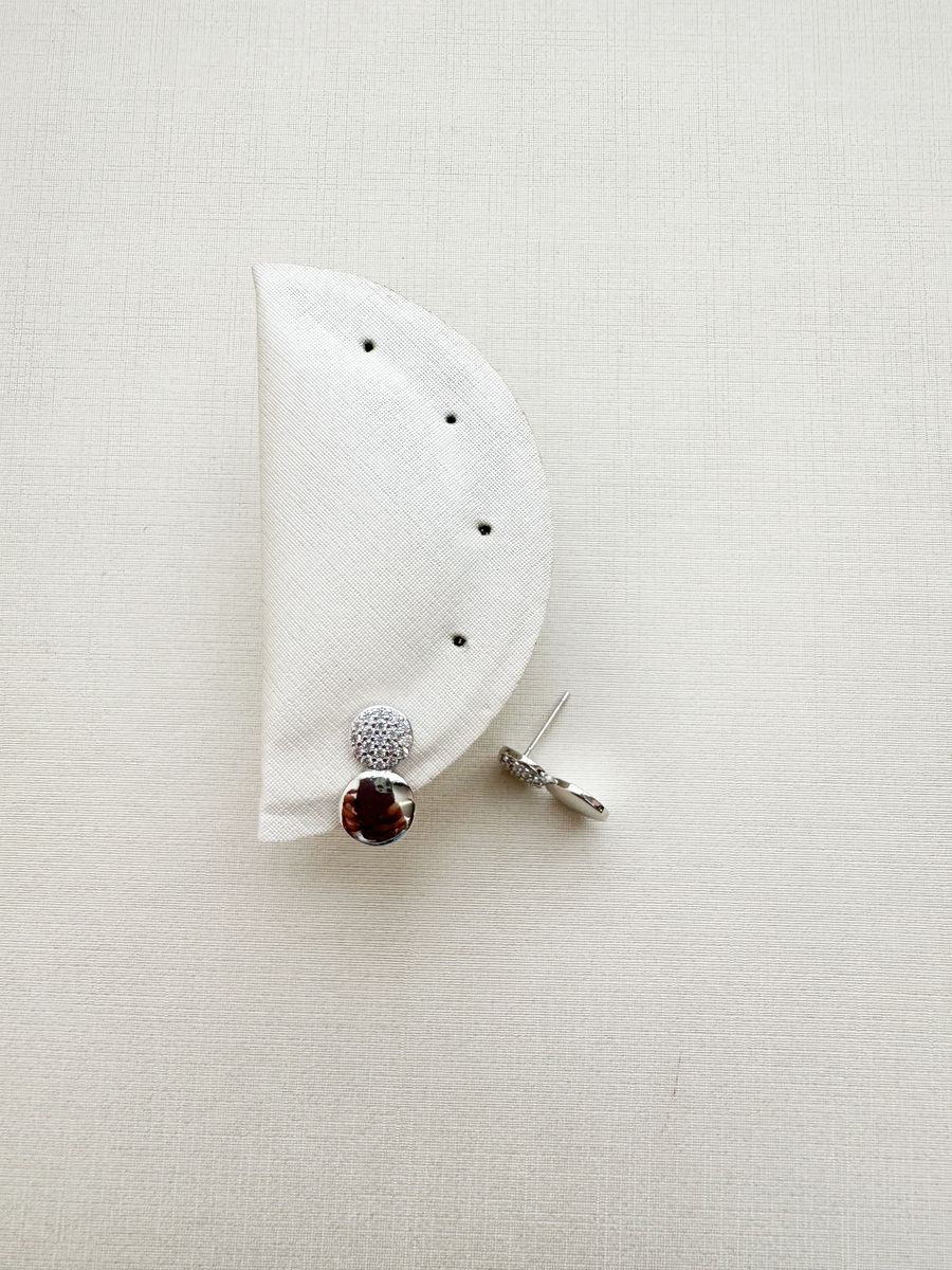 Redondo Duplo Liso e Cravejado  Ródio Branco