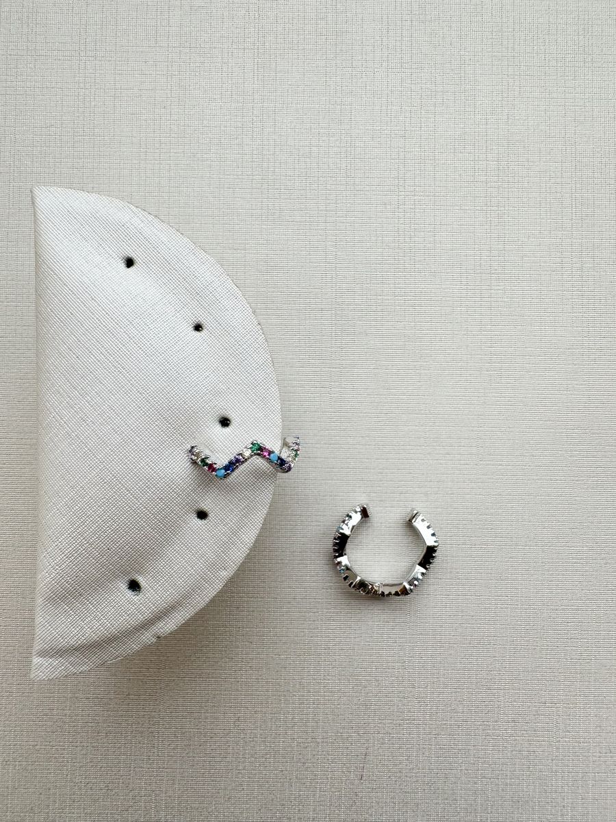 Piercing Onda Eletro Zirconias Coloridas Ródio Branco