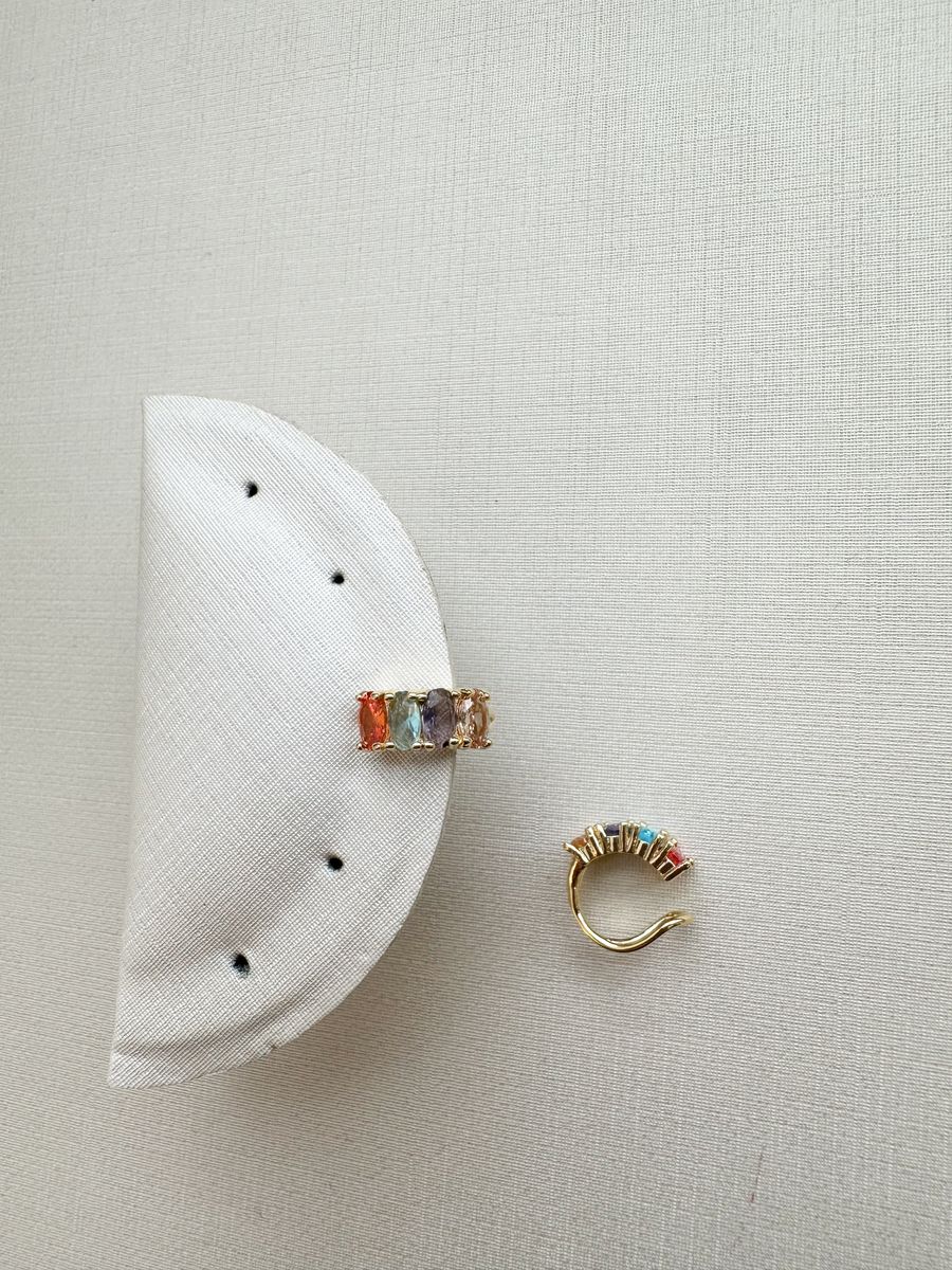 Piercing Zirconias Ovais Coloridas Ouro 18k