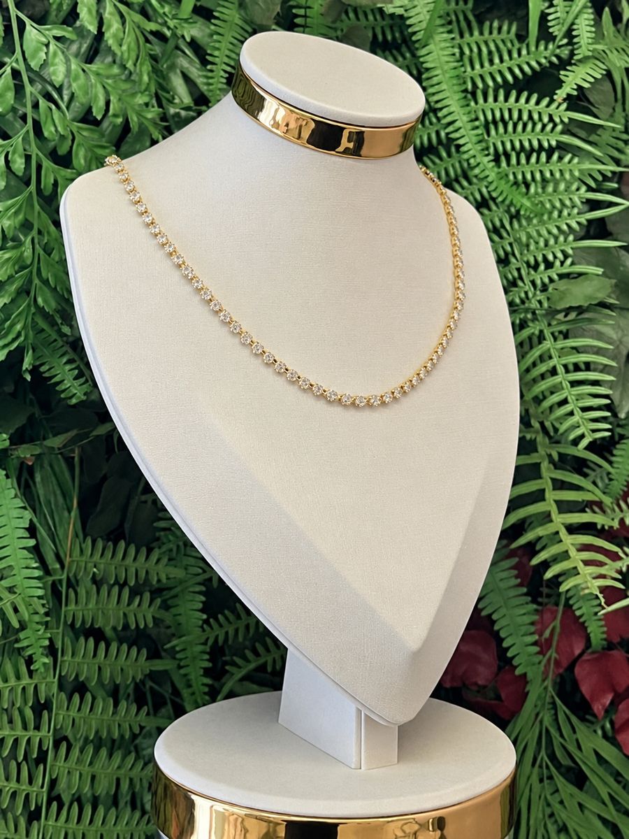 Choker Riviera Carre Zirconia Estrela Ouro 18 k