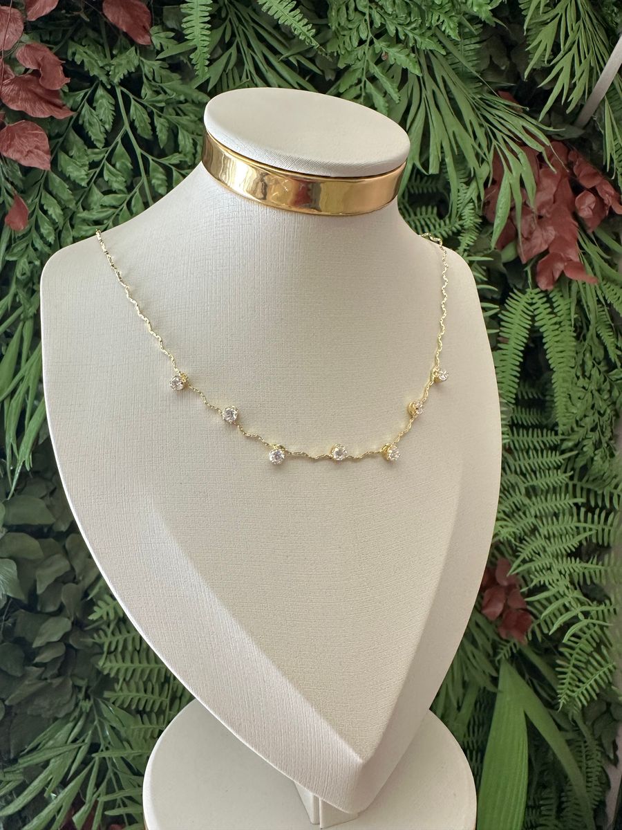 Choker Zigzag com Pontos de Luz Ouro 18 k