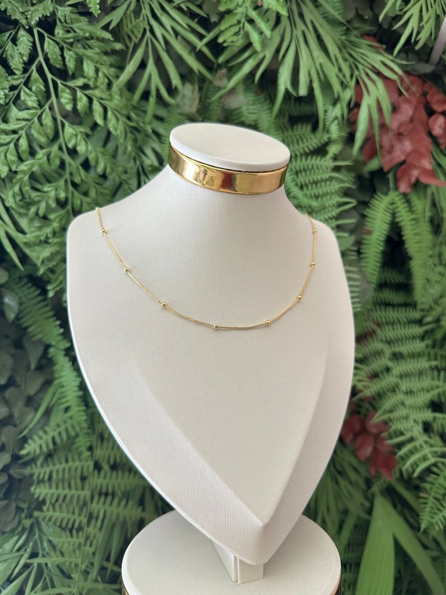 Colar Veneziana e Mini Esferas Ouro 18 k