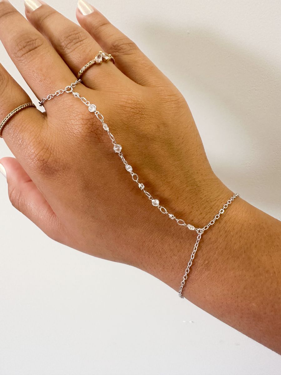 Pulseiras Indiana Boho Zirconia Ródio Branco
