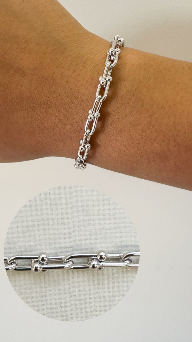 Pulseiras Elos Inspiração Tiffany Ródio Branco
