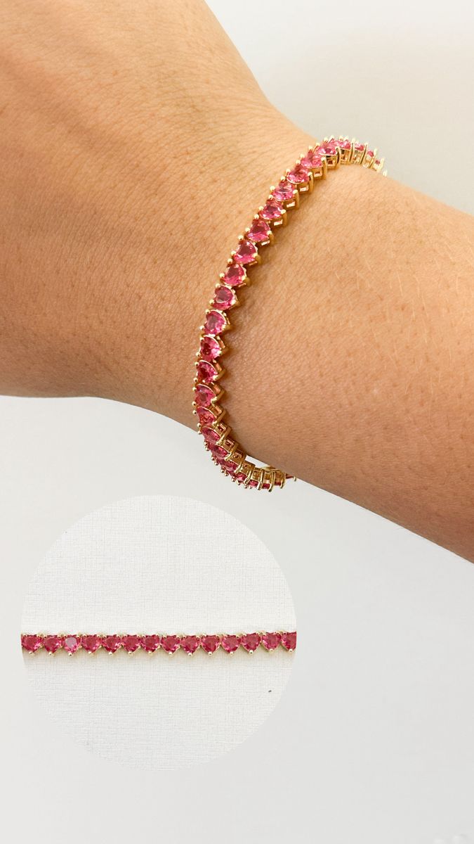Pulseiras Riviera Coração Rubi Ouro 18 k