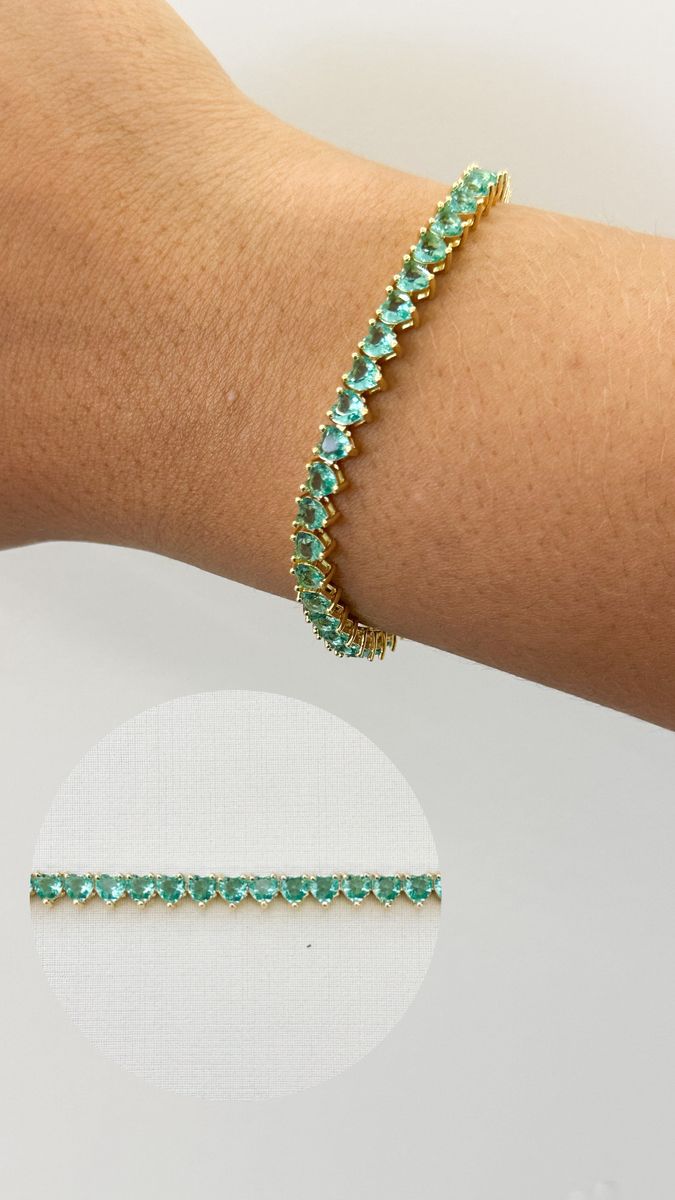 Pulseiras Riviera Coração Turmalina Ouro 18 k