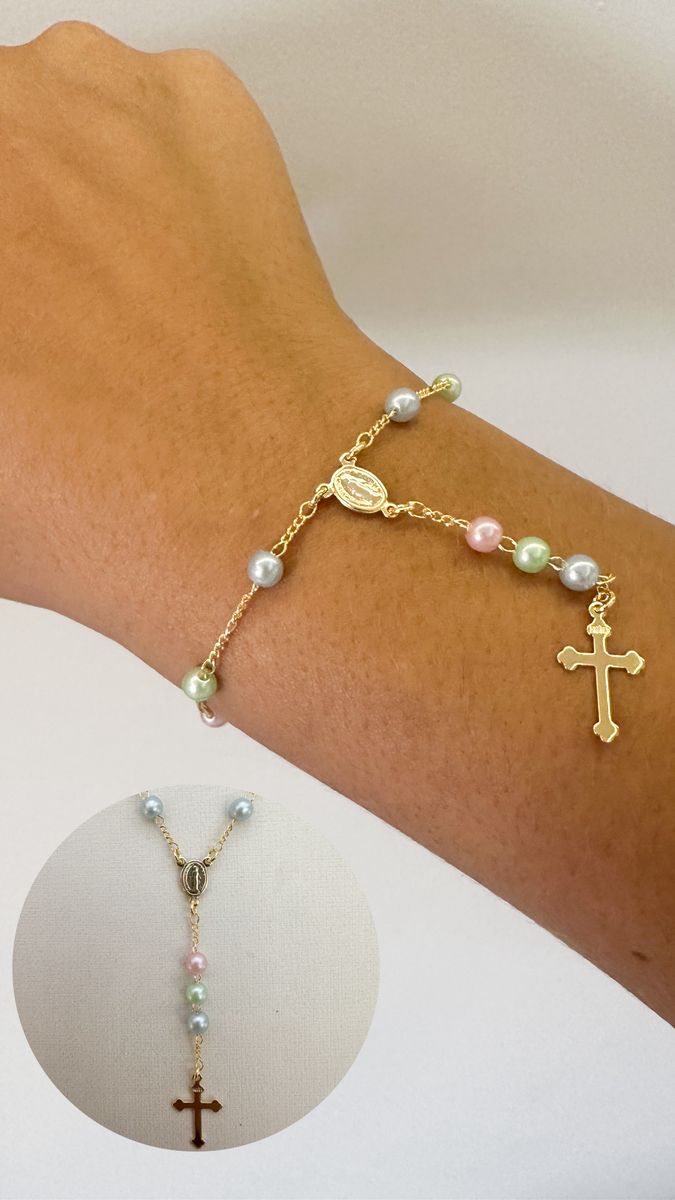 Pulseiras Terço Colorido Ouro 18 k
